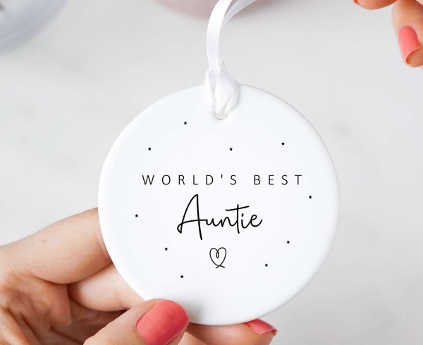 World's Best Auntie Ceramic Keepsake Hanging Ornament